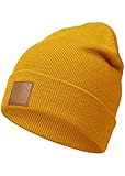 Occulto Leatherpatch Winter Mütze Beanie Pantone-Yellow