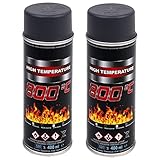 2x Ofenfarbe Anthrazit grau 400ml hitzebestädniger Lack bis 800°C Auspufflack Grilllack Thermofarbe Spray