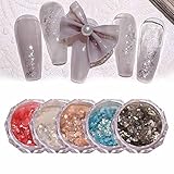 GZMAYUEN Glitter Flakes Nail Art Blau Weiß Schwarz Rot Rosa Farbe Holographic Nägel Pailetten Glitter Glitzerpuder Nagelglitzerpuder Set