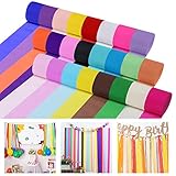 Krepppapier 24 Farben 5cm Breite, Party Bunt Kreppbänder, DIY Papier Streamer Luftschlangen für Hochzeit Papierfalten Basteln, Krepp-Papier Feier Dekoration