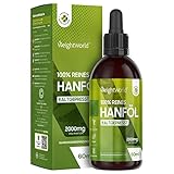 Hanföl Tropfen 60ml - 2000mg Reines Hanfsamenöl - Vegan - Hanfsamen kaltgepresst öl - Hemp Oil - Laktosefrei & Ohne Zusatzstoffe - Mit pflanzlichen Omega 3, 6 & 9 Fettsäuren - Von WeightWorld