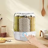 6 IN 1 Müslispender 360° Drehbarem Getreidespender Drehbarer Reisspender Küche Cornflakes Spender Rotierender Lebensmittelspender Bis 12.5KG Weiß