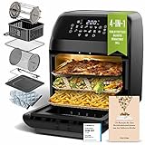 Stillstern Heißluftfritteuse 12L mit LED-Touchscreen, 120 Rezepte auf Deutsch, 12 Programme, Vorheizen&Warmhalten, 1800W Heissluftfritteuse Air Fryer XXL ohne Öl Dörrautomat Minibackofen Camping Grill