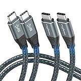 Twozoh USB C auf USB C Kabel 100W 2M 2 Pack, Nylon Geflochtenes USB 3.2 Gen 2X2 Type C Date nübertragungs Kabel, Schnelllade Kabel unterstützt 3840 x 2160, 4K@60Hz, 20Gbps