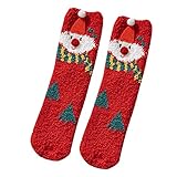 Generic Lässige Winter-Korallen-Fleece-Sankt-Weihnachtshirschkopf-Socken Sneaker Socken Jungen