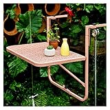 AMDHZ Balkonklapptisch Klapptisch Balkon Zuhause Geländer Hängen Tisch Faltbarer Blumenständer Tisch Im Freien Zum Balkon Terrasse Garten (Color : Pink)