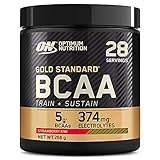 Optimum Nutrition Gold Standard BCAA Pulver, Aminosäuren Komplex Hochdosiert mit Vitamin C, Zink und Magnesium, Elektrolyte Getränk, Strawberry Kiwi, 28 Portionen, 266g, Verpackung kann Variieren