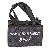 Flaschentasche Bierträger Filztasche Tragetasche Männerhandtasche was reimt Sich auf Freitag? Bier!, für 6 Flaschen (bis 0,5L) Vatertag