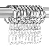 tonyg-p 20 Stücke Metall Vorhänge Vorhangringe Vorhang Hängend Ringe und 20 Stücke Kunststoff Gardinenhaken für Fenster Tür Duschvorhänge, 30 mm Innendurchmesser(Silber)