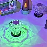 ZUDULUTU LED Tischlampe aus Kristall, 7 Farben & 4 Modi Touch Control und Dimmbar Rose Crystal Tischlampe,RGB Farbwechsel Nachtlicht Mit Fernbedienung für Schlafzimmer Wohnzimmer Party Weihnachtsdekor