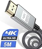 4K HDMI Kabel 5Meter,Sweguard HDMI Kabel 4K @ 60Hz 18Gbps Highspeed HDMI 2,0 Kabel Nylon Geflecht, vergoldete Anschlüsse mit Ethernet/Audio Rückkanal, Kompatibel mit Video 4K UHD 2160p, HD 1080p-Grau