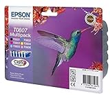 Epson Original T0807 Tinte Kolibri (Stylus Photo R265 R360 R285 RX585 RX685 PX700W P50 PX650 PX810FW PX710W PX820FWD PX720WD PX660 PX830FWD PX730WD RX560) Multipack 6-farbig, 44,4 ml