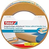 tesa Doppelseitiges Klebeband Universal - Vielseitiges Klebeband für Verpackungen, Deko und Teppiche oder zum Basteln - 25 m x 38 mm