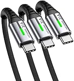 USB C Kabel, INIU [3 stück] 3.1A QC USB Typ C Kabel, (0,5+2+2m) USB-C Handy Ladekabel Datenkabel mit Geflochtenem Nylon für Samsung S21 S10 S9 Note 20 Xiaomi Huawei Google OnePlus usw.