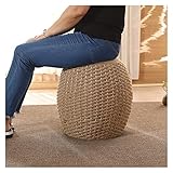 BDDIE Puffs und Hocker, Rattan-Gewebe-Fußhocker, handgewebter runder osmanischer Boden-Fußhocker, Exquisite Verarbeitung für Wohnzimmer, Schlafzimmer, Kinderzimmer (Color : Natural, Size : 30x42cm