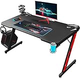 Homall Gaming Tisch 110 x 60 cm, Z-Frame Gaming Schreibtisch mit Getränkehalter, Kopfhörer Haken, Computertisch PC Tisch Ergonomischer Gamer Tisch