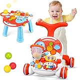 2 in 1 Lauflernhilfe zum Sitzen und Stehen für 6-36 Monate Baby, Laufwagen für Kleinkinder, Frühpädagogisches Aktivitätszentrum, abnehmbare Spielplatte, Geschenk für Jungen und Mädchen