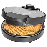 Clatronic WA 3492 Waffeleisen, elektrischer Waffelautomat, Waffle-Maker, Waffeleisen für klassische Herzwaffeln, große antihaftbeschichtete Backform (18cm), 1000 Watt, Edelstahl