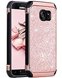 BENTOBEN Handyhülle Samsung Galaxy S7 Hülle Schutzhülle stoßfest Kratzfest rutschfest Hybrid PC Schale TPU Bumper Cover Glitzer Hülle für Samsung Galaxy S7 G930 Rosegold