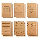 Belle Vous Braune Kleine Notizbücher A6 Liniert (12er Pack) 10,5 x 14,8 cm Notizblöcke Klein 6 Englische Spruch-Designs - 80 Papierseiten - Positive Botschaften auf Notizblock A6 für Reisen & Büchern