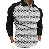 Herren Poloshirt Langarm Shirt Top Bluse Casual Leichte Shirts mit Reißverschluss Basic Polohemd für Männer Polo Klassisch Polohemd Karneval