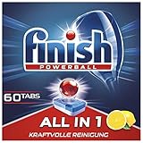 Finish All in 1 Citrus Spülmaschinentabs, phosphatfrei – Geschirrspültabs mit kraftvollem Powerball gegen hartnäckigste Fettanschmutzungen – XXL Großpackung mit 60 Finish Tabs