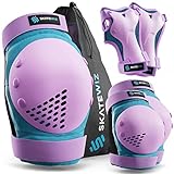 SKATEWIZ Knieschoner Kinder Schoner Inliner Kinder - Knieschützer Inliner Kinder Protektoren Set - Schützer Inline Skates Kinder - Knie und Ellenbogenschützer - Smash Größe M/L in Blau Violett