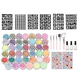 Temporäre Tattoo-Glitter-Kits in 35 Farben, 30 Ml Kleber, Langlebig, Wasserdicht, Make-up-Nagelkunst-Glitter für, DIY-Party, 4 Pinsel, Geschenke für Geburtstagsfeier