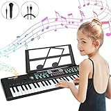 Innedu Digital Piano Keyboard, 61 Tasten Piano mit Notenständer, Mikrofon, Aufnahme- & Programmierfunktion, zwei Stromversorgungsmethoden, Keyboard Piano Lernspielzeug für Kinder, Schwarz