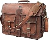 DHK 45,7 cm Vintage Handgemachte Leder Messenger Bag Laptop Aktentasche Computer Umhängetasche für Herren Braun braun 16 inch medium