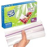 50 x Premium-Gefrierbeutel zur Aufbewahrung von Lebensmitteln von XupZip™ | 2,27 L, wiederverwendbar, Hochleistungskunststoff | Luftdichter & auslaufsicherer Bambusverschluss | BPA-frei