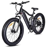 E-Bike Mountainbike 26 Zoll, E-Mountainbike mit MTB Vollfederung, 7 Gänge & 80N.m Hinterradmotor Herren E-Bike mit 48V 499Wh Akku - PAS:70KM, LCD-Display & Sportsattel, CE Zulassung, Schwarz