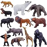 12 PVC Tier Leopard Elefant Eisbär Orang-Utan Nashorn Löwe Modell Ornament Set Spielzeug