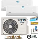 2x 12000 BTU Quick-Connect ECO Smart Inverter 2x 3,5kW MultiSplit Klimaanlage Sehr Leise mit Self Clean/WiFi/App/Super Ioniser/Follow Me Komplett Set inkl. Leitungen & Heizfunktion