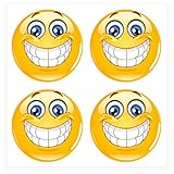 easydruck24de 4er Set Smiley-Aufkleber Smile I kfz_295 I rund Ø 5 cm I Emoticon Sticker lachend für Smartphone Handy Laptop Fahrrad Motorrad Roller I wetterfest