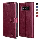 OCASE Samsung Galaxy Note 8 Hülle, Handyhülle Samsung Galaxy Note 8 [Premium Leder] [Standfunktion] [Kartenfach] [Magnetverschluss] Leder Brieftasche für Galaxy Note 8 Burgundy