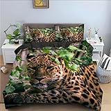 Bettwäsche 135x200cm schwarzer Tiger Mikrofaser Bettbezug, Weicher und Bequemer Bettwäsche-Sets mit 2 Kissenbezug 80x80cmPassend für Damen Jungen Kinder Einzelbett