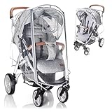 Zamboo Universal Regenschutz Buggy mit vollständiger Frontöffnung - Regenverdeck Kinderwagen & Sportwagen mit Fenster und Doppel Reißverschluss zum Öffnen - transparent, schadstofffrei