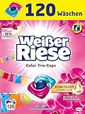 Weißer Riese Color Trio-Caps Aromatherapie Essentials (120 Wäschen), Waschmittel mit Orchidee & Macadamiaöl, Colorwaschmittel mit ätherischen Ölen & intensivem Frische-Effekt