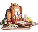 Raywer Picknick-Rucksack für 4 Personen mit Kühlfach, Picknickdecke, Weintasche, ideal für Familienpicknick und Liebhaber