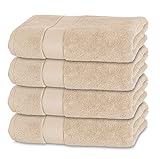 Bananalu 4 Badetücher 100% Baumwolle Qualität 600g/m2 Frottiertuch Cappuchino - Bad Towel Modern N1, Color: White Swan 12-0000, Size: 70x140cm, 4er Set, 600g/m2