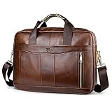 SPAHER Laptoptasche 15.6 Zoll Aktentasche Herren Business Tasche Arbeitstasche Herren Echtleder Tasche Herren Umhängetasche Schultertasche Messenger Bag Männer Geschenk für Männer