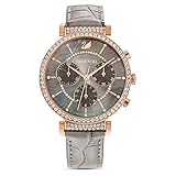 Swarovski Passage Chrono Uhr, Lederarmband, grau, rosé vergoldetes PVD-Finish