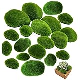 30 Stücke Moossteine, Künstliche Moossteine, Moos Felsen, Mooskugeln Deko Künstliche Moosfelsen Dekorative für Blumentopf Garten Terrarien Topfpflanzen Dekoration Mikrogarten, 3 Größe