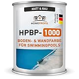 Home Profis® HPBP-1000 Poolfarbe (matt & rutschfest) für Schwimmbecken (100m²) in RAL 5012 Lichtblau – 2K Epoxidharz Schwimmbadfarbe für Teich & Swimmingpool, wasserdicht & chlorbeständig