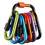 Gimars 10 Stück Karabiner mit Schraubverschluss, Schlüsselanhänger Karabinerhaken Aluminium Schraubkarabiner für Camping, Angeln, Wandern oder Reisen