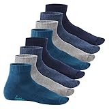 Footstar Damen & Herren Kurzschaft Socken mit Frottee-Sohle (8 Paar) Sneak It! - Jeans 43-46