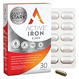 Active Iron | Nicht-verstopfende Eisentabletten | Eisen unterstützt die Immunabwehr | Klinisch erprobte Absorption | 30-Kapsel-Pack