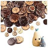 WiDream 100 Stück Naturholzknöpfe, DIY Runde Knöpfe, Holzknöpfe Basteln, Braun Basteln Knöpfe, Handwerk Holzknöpfe, Knöpfe Holz für DIY-Nähhandwerk-Geschenkdekoration