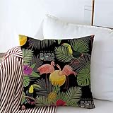 Kissen Fall Tropen Blume Exotische Papageienblätter Textil Palm Texturen Hawaii Doppelseitige Kissenhülle Resistent Kissenbezüge Für Kopfkissen Outdoor Dekokissen 45X45Cm